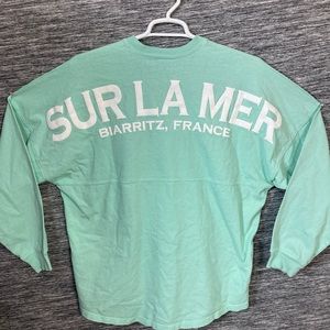 Jersey Men’s Mint Green Sweatshirt with White “SUR LA MER BIARRITZ FRANCE”